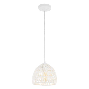 Campana 20" Bohemian Modern Woven Rattan/Iron LED Pendant